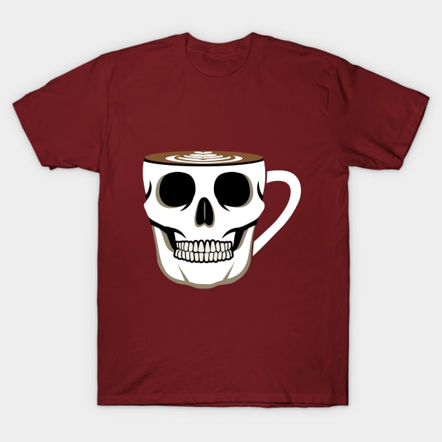 Skull Coffee Cup Illustration T-Shirt by Mako Design 